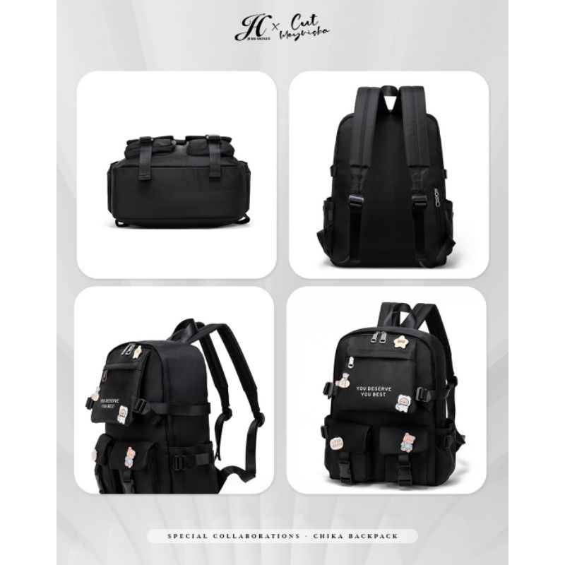 CHIKA BACKPACK JIMS HONEY ORI TAS RANSEL WANITA IMPOR FASHION CEWEK KOREA TEMPAT LAPTOP ANTI AIR