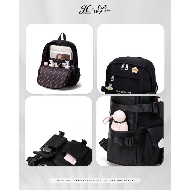 CHIKA BACKPACK JIMS HONEY ORI TAS RANSEL WANITA IMPOR FASHION CEWEK KOREA TEMPAT LAPTOP ANTI AIR