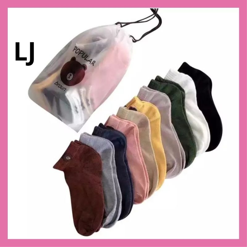 10 PASANG KAOS KAKI IMPOR FREE POUCH BEAR/KAOS KAKI PENDEK/KAOS KAKI BEAR