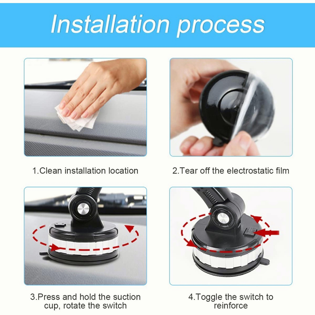 (COD) Car Phone Mount Phone Holder Car Phone Stand Suction Cup Stand Universal 360° Long Neck Pemegang Telefon Kere