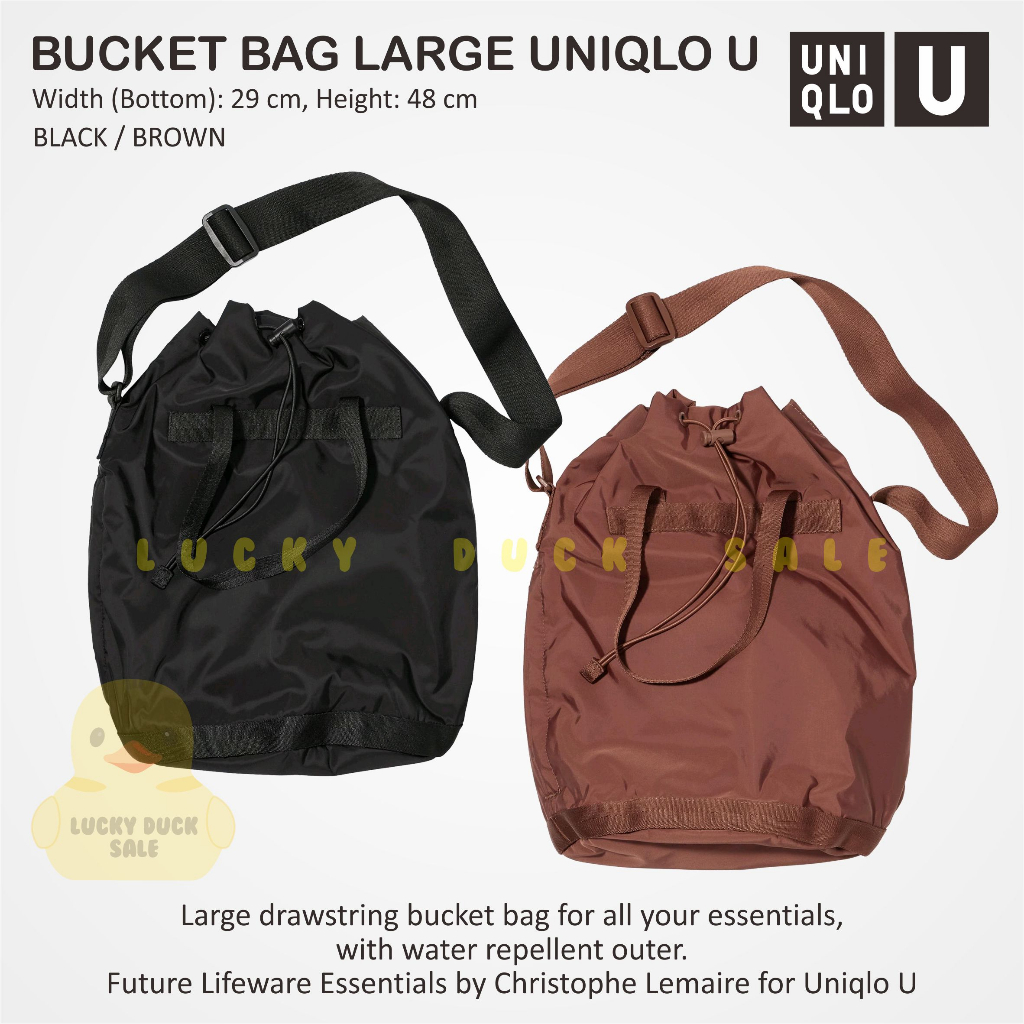 UNIQLO U Bucket Bag Large Nylon Tas Bahu Serut Besar Nilon Unisex