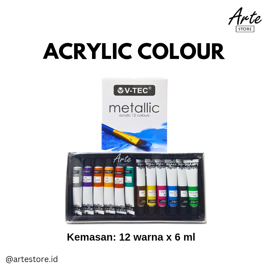 Cat Acrylic VTEC Metallic 12 Warna