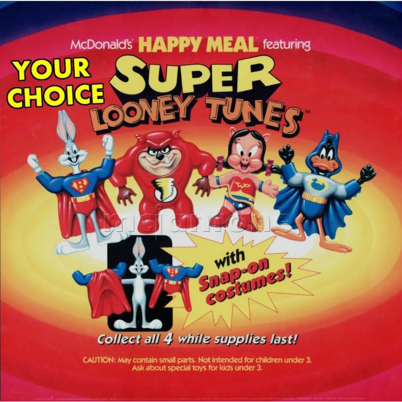 McDonald's Happy Meal Super Looney Tunes 1992 Complete Set of 4 Loose Good Condition