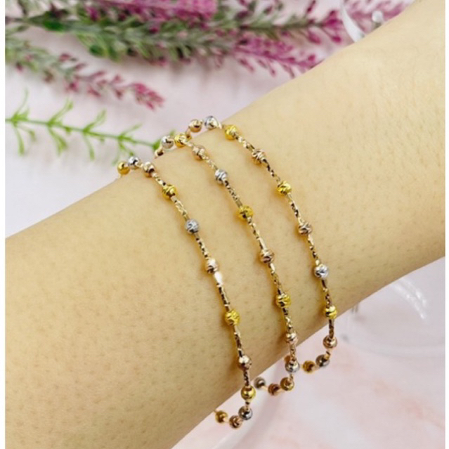 Termurah gelang keroncong merica emas asli kadar 700 & cincin 3 in 1 colourful uk 12