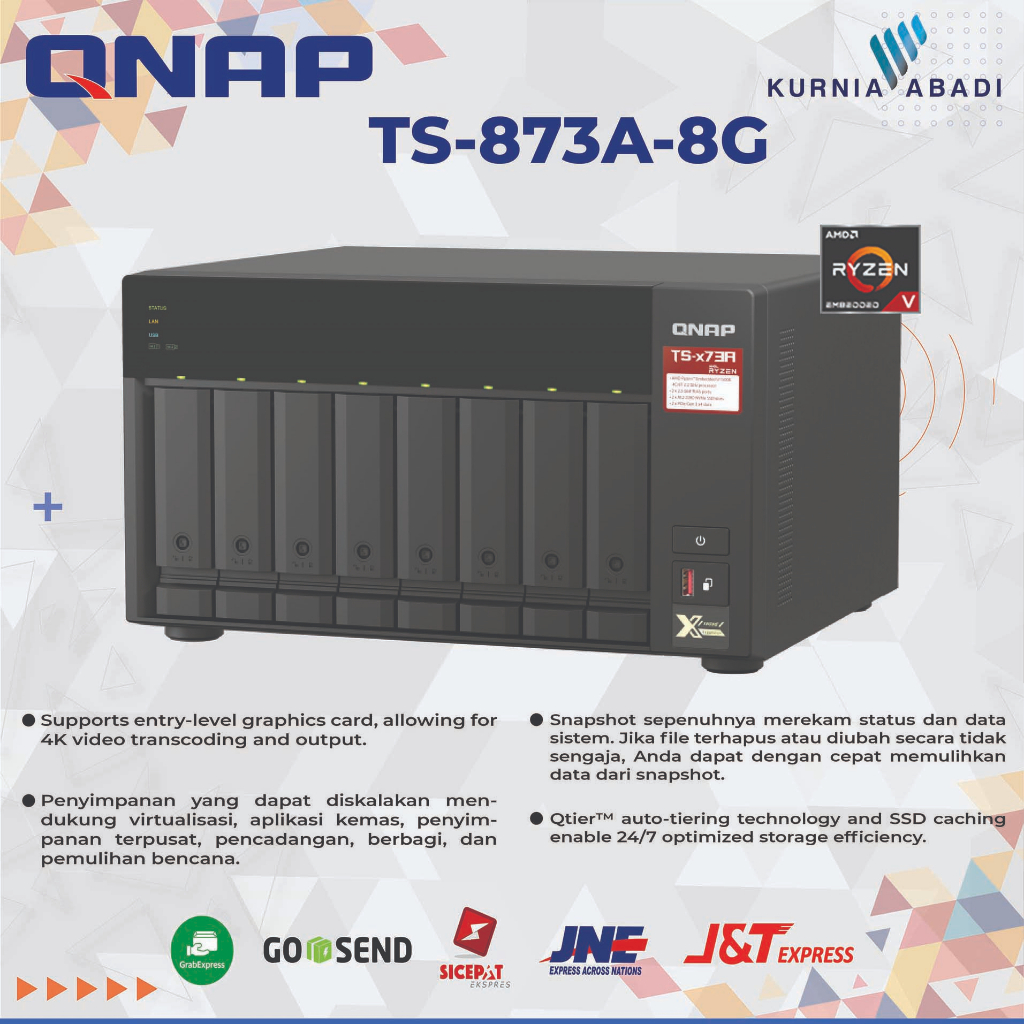 QNAP TS-873A-16G 16GB RAM 8-Bay NAS diskless AMD Quad Core NAS