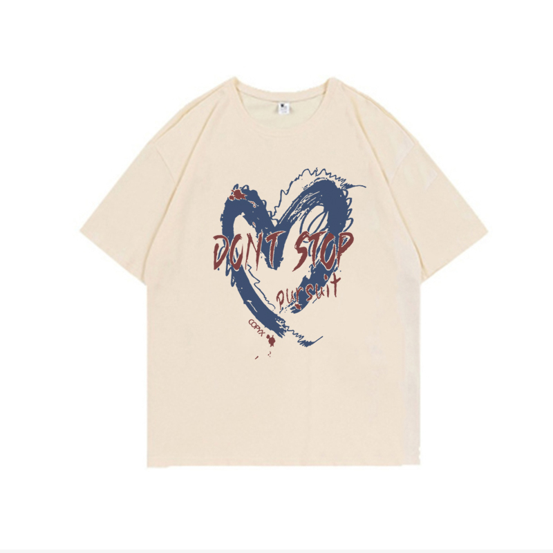 Korean Style kaos putih casual Heart print baju kaos baju oversize wanita/kaos tumbler