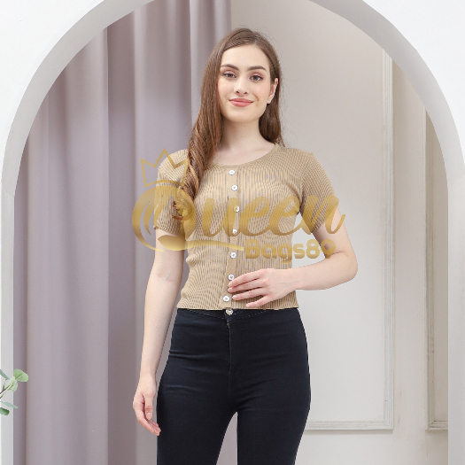 Queenbags89 baju outfit cewek baju atasan wanita baju Rajut NAOMI V NECK