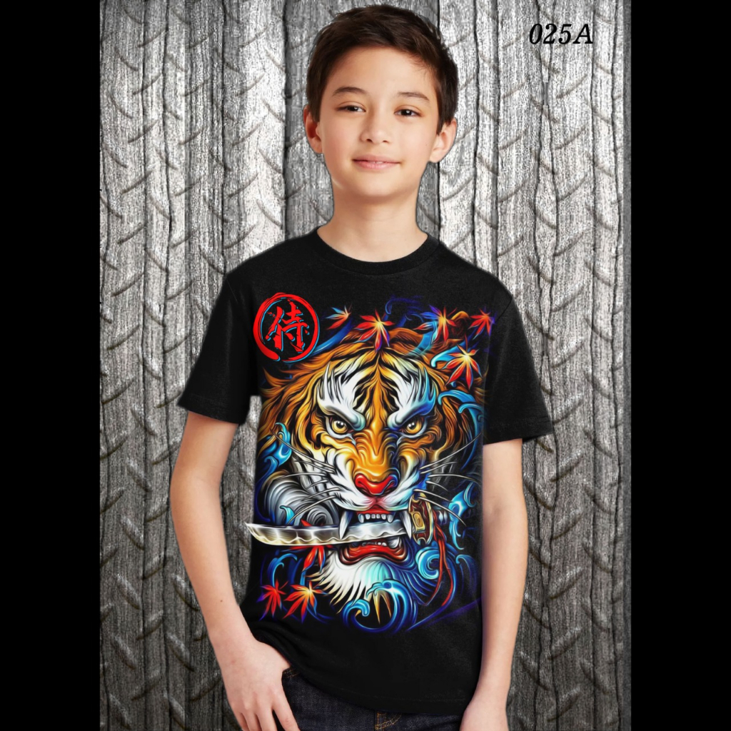 Kaos Distro Anak Umur 5tahun - 13tahun Motif Macan pedang / kaos anak laki tanggung / shalch trendy