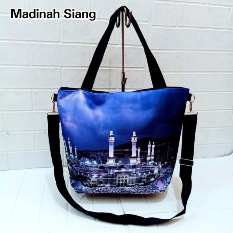 Tas Selempang printing Makkah Madinah/ Tas Bahu Wnita oleh oleh haji umroh by zellshop