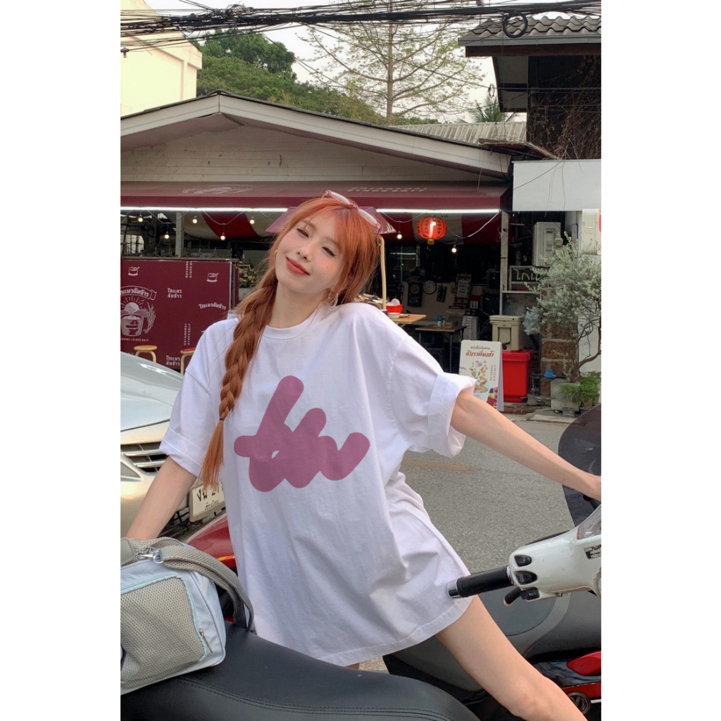 EUNII T-shirt Lengan Pendek Pink Bow Tie Korean Style/Kaos Atasan Wanita/Baju Kaus Oversize Wanita/Kaos Wanita