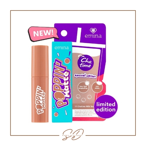 Emina Poppin' Matte x Chatime Edition Lip Cream Lipstik Lipcream Transferproof Long-Lasting