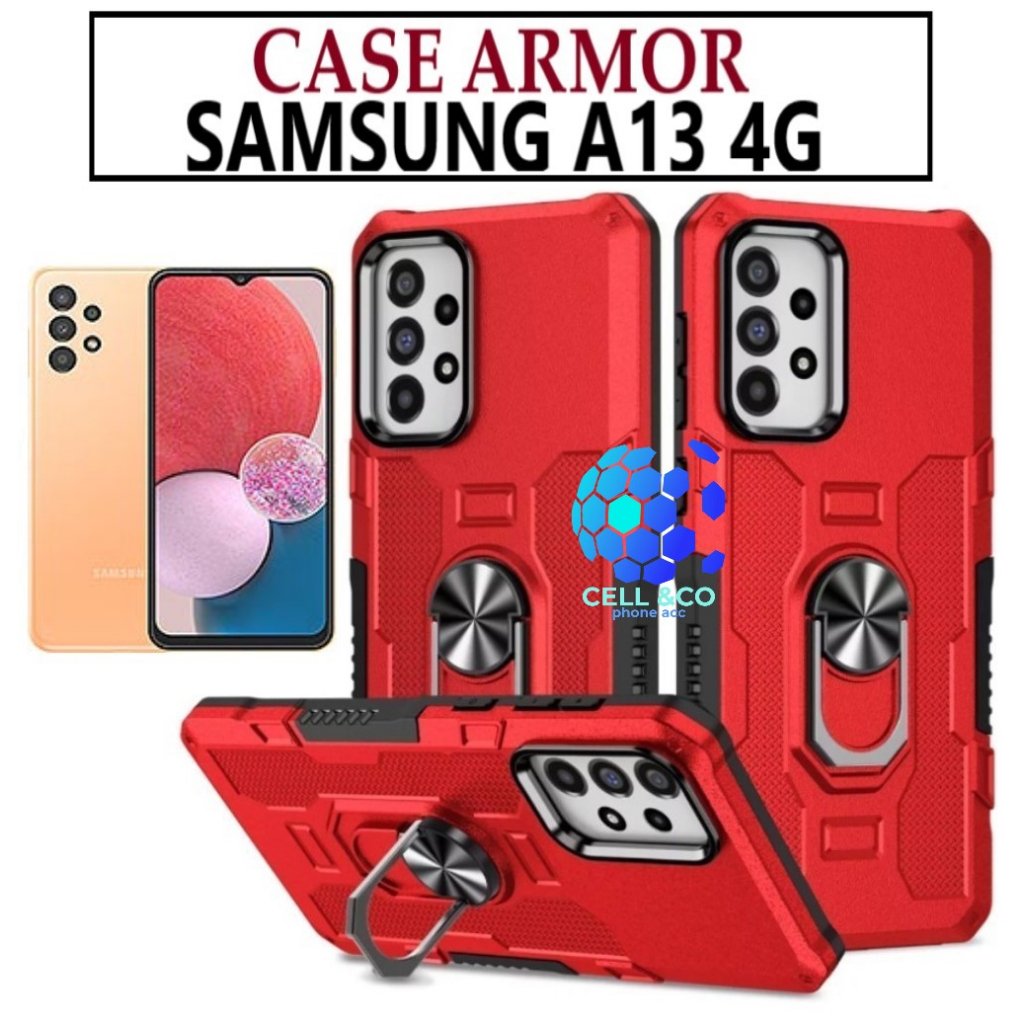 Case Armor New SAMSUNG GALAXY A13 4G Iring Cincin Magnetic Kesing Hp Protect kamera Premium Hard Case Standing Robot Pelindung Kamera