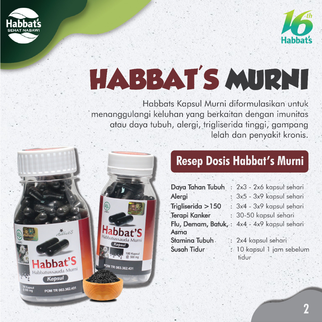 Habbatussauda Murni - Habbats Kapsul 100 Suplemen Herbal Peningkat Imunitas isi 100 - 200 Kapsul