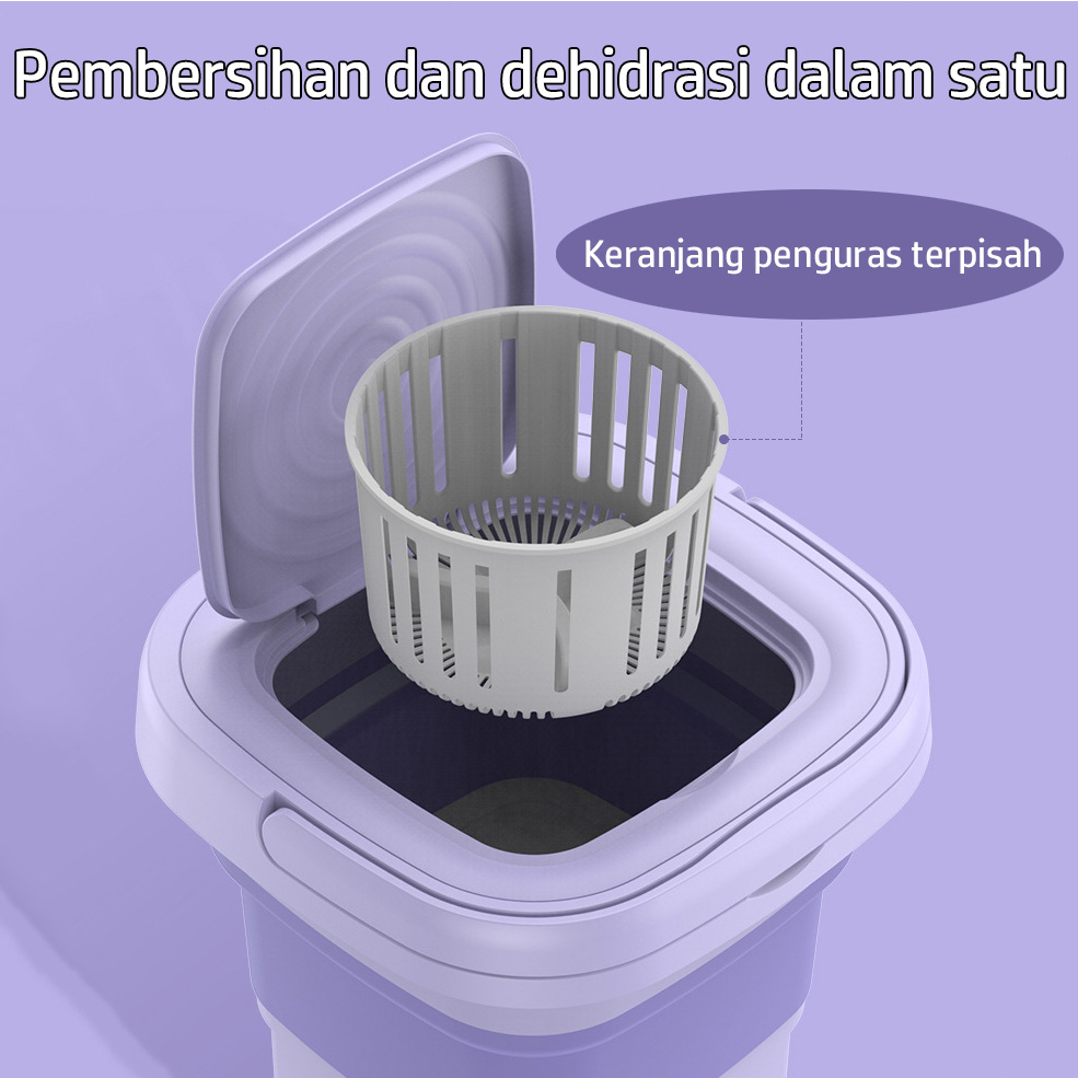 Mesin Cuci Mini Portable 2 Tabun Sterilisasi Cahaya Biru Mesin Pengering Pakaian 6.5L Mesin Cuci Lipat Otomatis