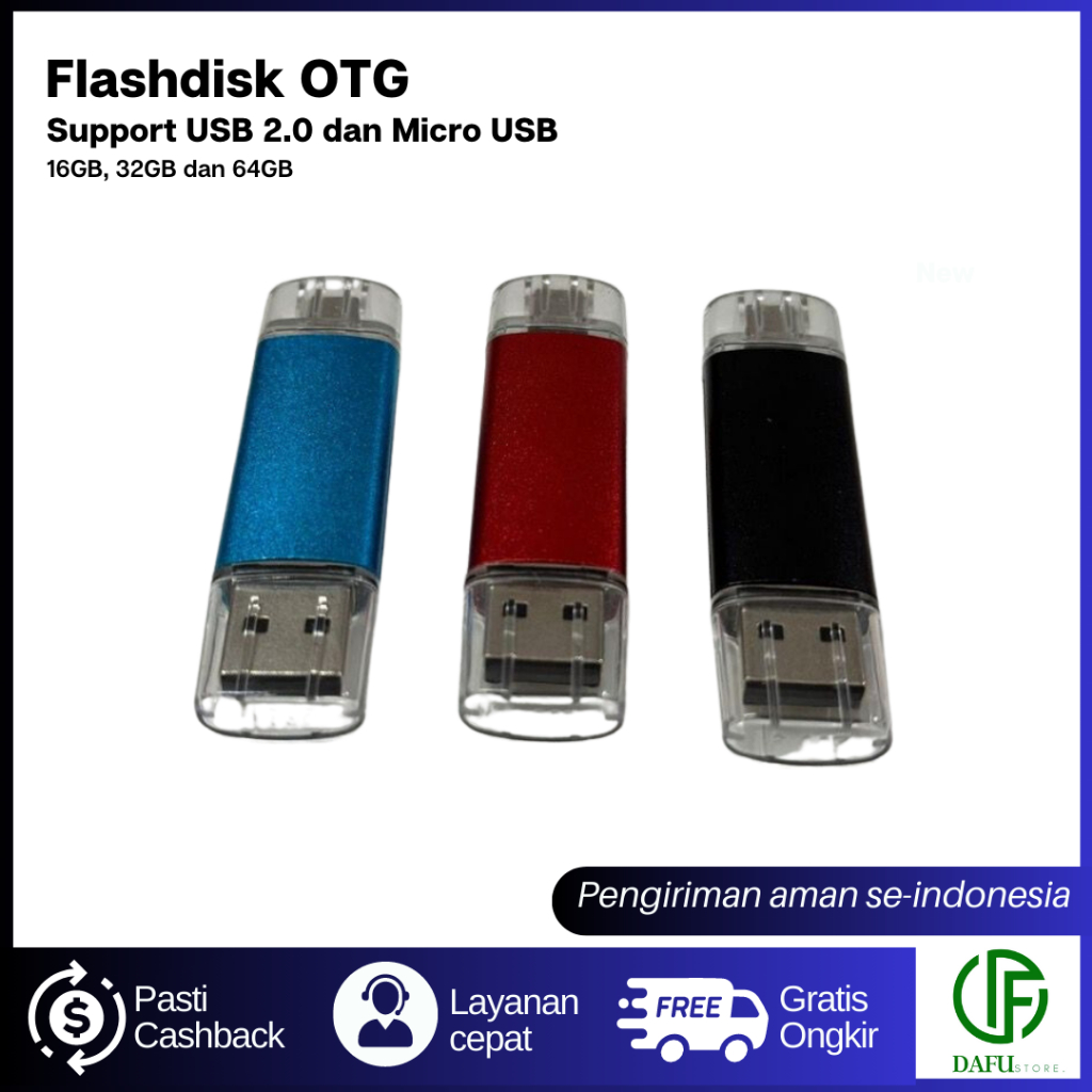 FLASHDISK OTG USB 2.0 dan Miscro USB Metal Case, 16GB/32GB/64GB