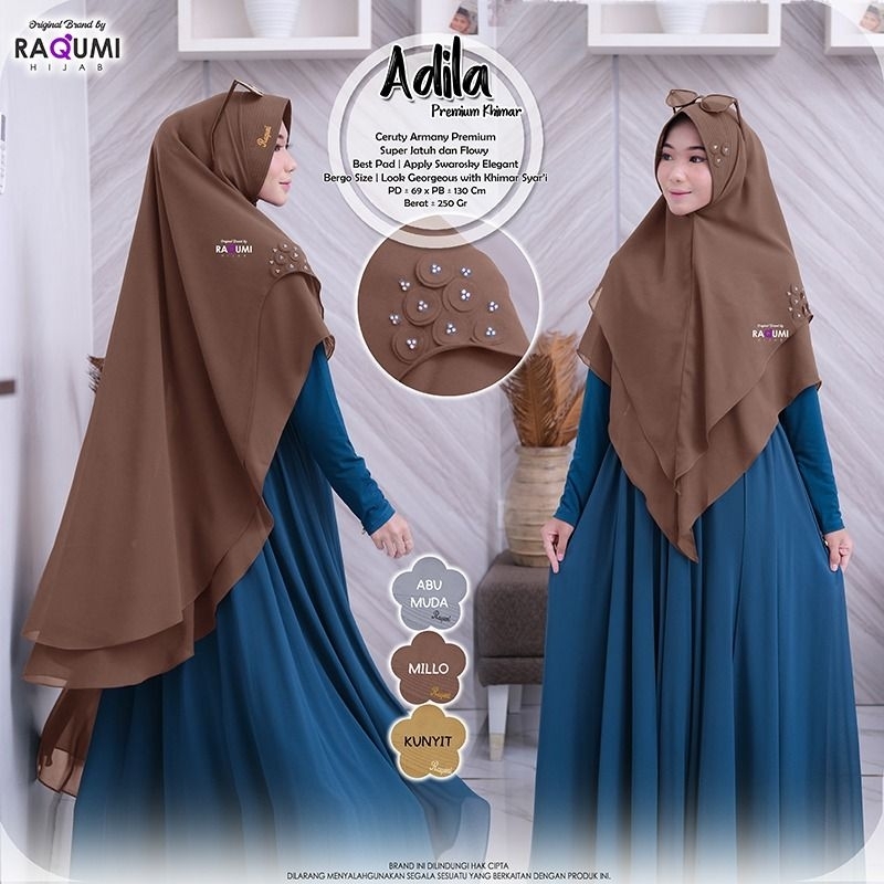 Adila Premium Khimar ori Raqumi Hijab