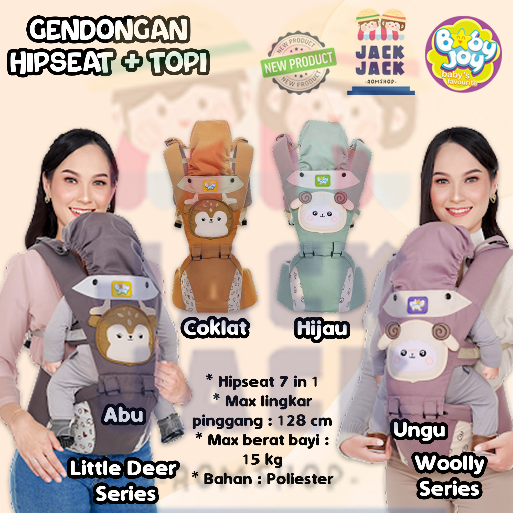 Baby Joy Gendongan Bayi Depan Little Deer Woolly Series | Baby Joy Gendongan Hipseat Little Deer Woolly Series