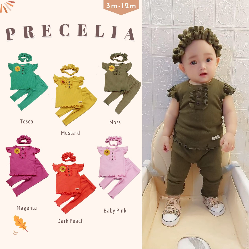 [CUCI GUDANG] MYBEE Precelia Setelan Bayi Free Headband | Baju Oneset Precelia | Pakaian Anak Peremp