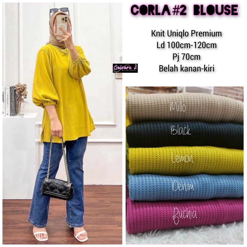 ATASAN BLOUSE WANITA JUMBO/CORLA #2 BLOUSE WANITA KNIT UNIQLO PREMIUM JUMBO LD 120 CM FIT XXL