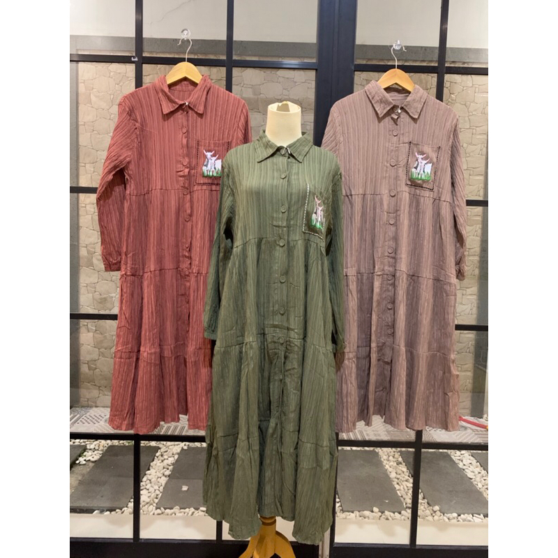 long tunik | midi dress bahan serat kayu bahn lady crush LD 100-110