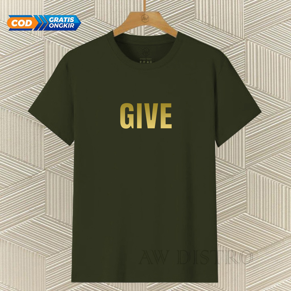 COD Baju Kaos Distro Give Text Gold Premium Quality Lengan Pendek