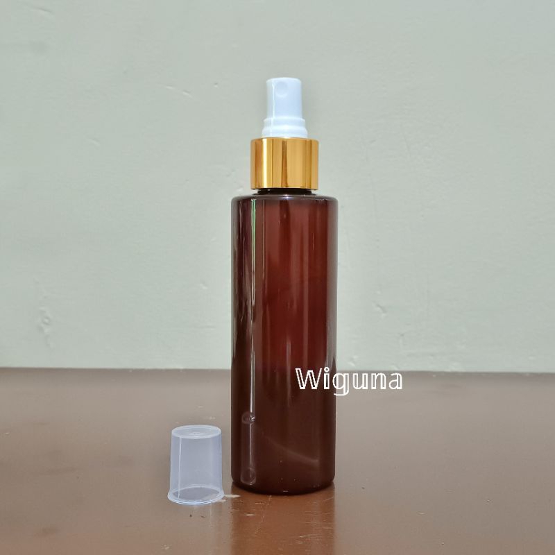 Botol Spray 150ml Amber RF / Botol Rf 150ml Coklat Spray Ring Gold Halfcap