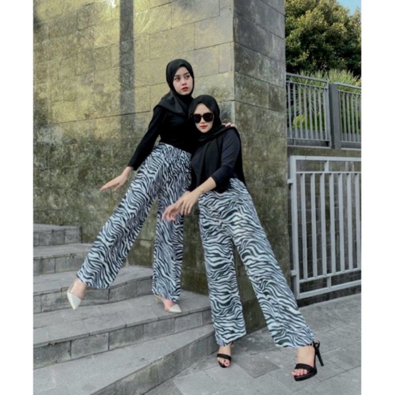 HL Zebra kulot/Celana kulot wanita motif zebra/Celana kulot tidur panjang wanita motif Zebra bahan r
