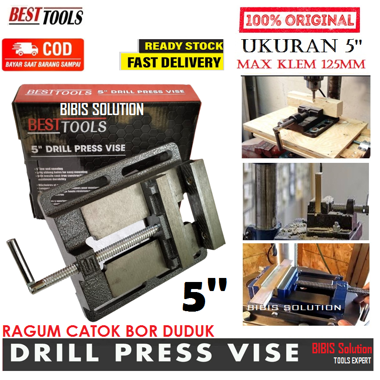 BESTTOOLS RAGUM CATOK 5 INCH TANGGEM KLEM BOR DUDUK DRILL PRESS VISE 5INCH