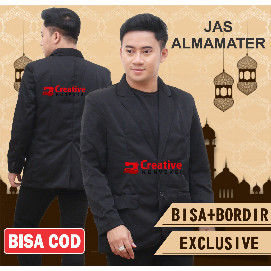 (BIG PROMO) Blazer hitam POLOS jas almamater santri - jas almamater mahasiswa - jas almamater santri putri - jas almamater santri