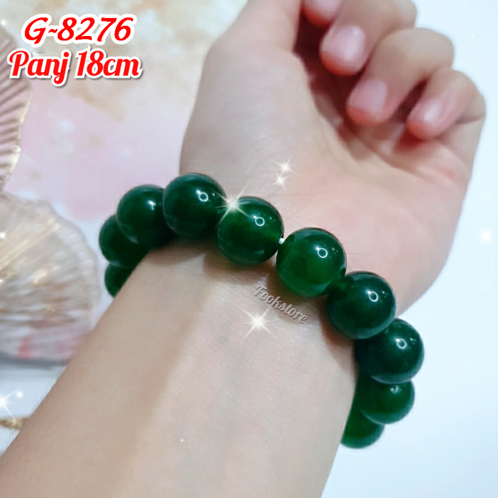 GELANG DEWASA BATU GIOK NATURAL GELANG ELASTIS GIOK UK 10 mm