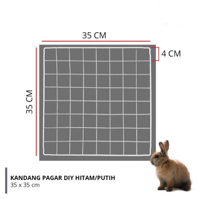 Kandang Pagar DIY Panel Satuan Kucing Anjing Kelinci Konektor 35x35cm Pintu Tangga