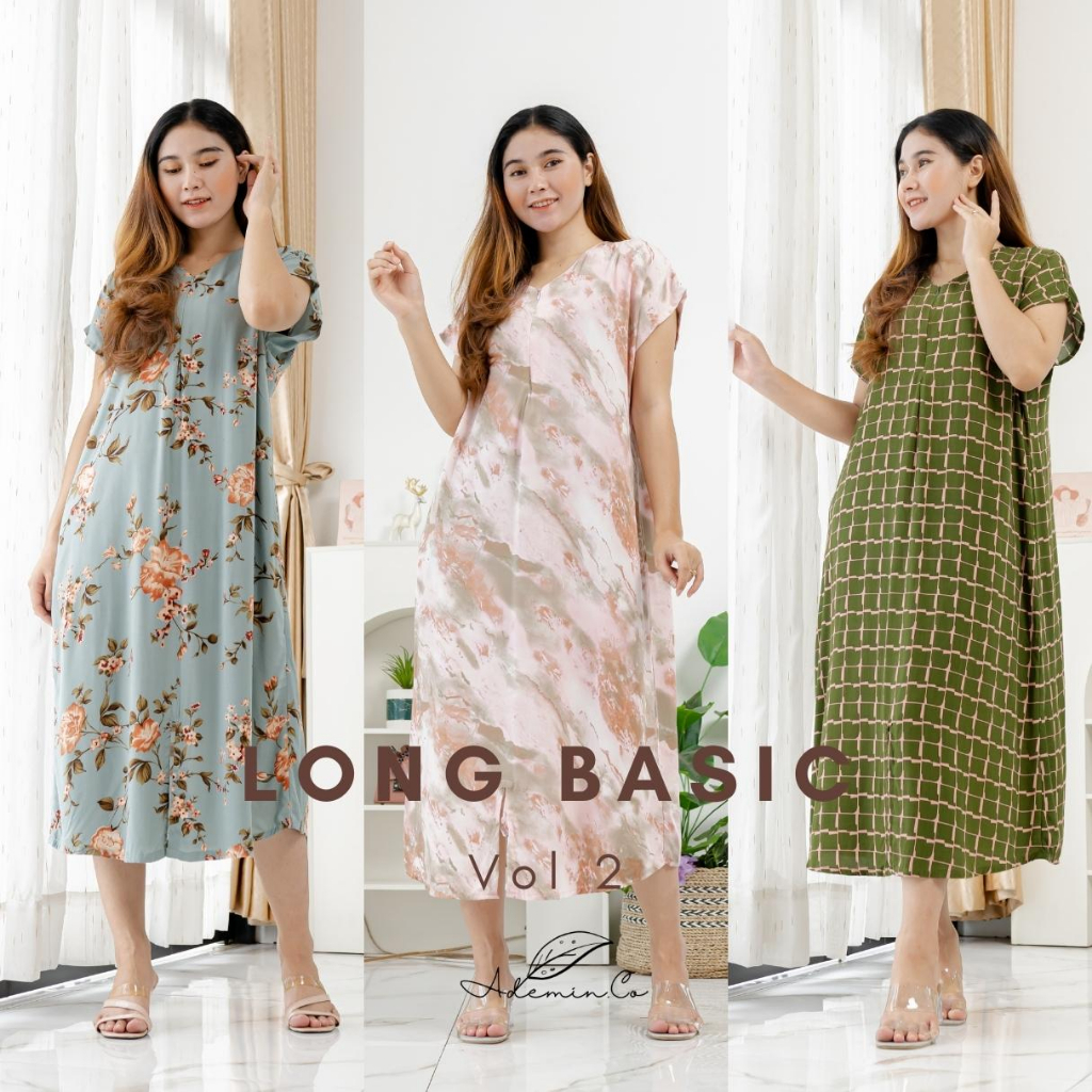 BASIC Long Dress Vol 2 By Ademin.Co | Daster Panjang Rayon Premium