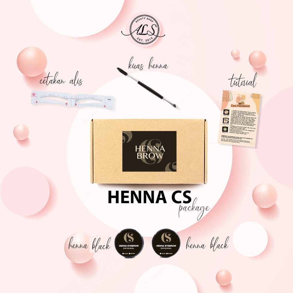 PAKET HENA ALIS CS Set Brow Henna / Henna Alis - Halal Tahan 3-5 Hari FREE Cetakan Alis + TUTORIAL