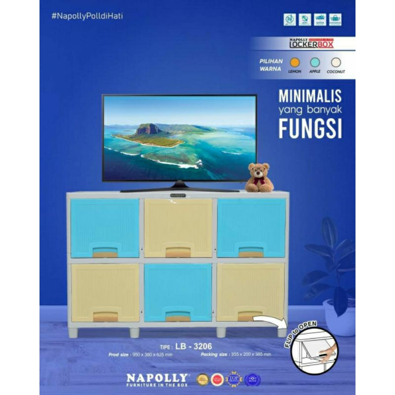 lemari plastik napolly loker box 3206 / lemari flip napolly susun 2