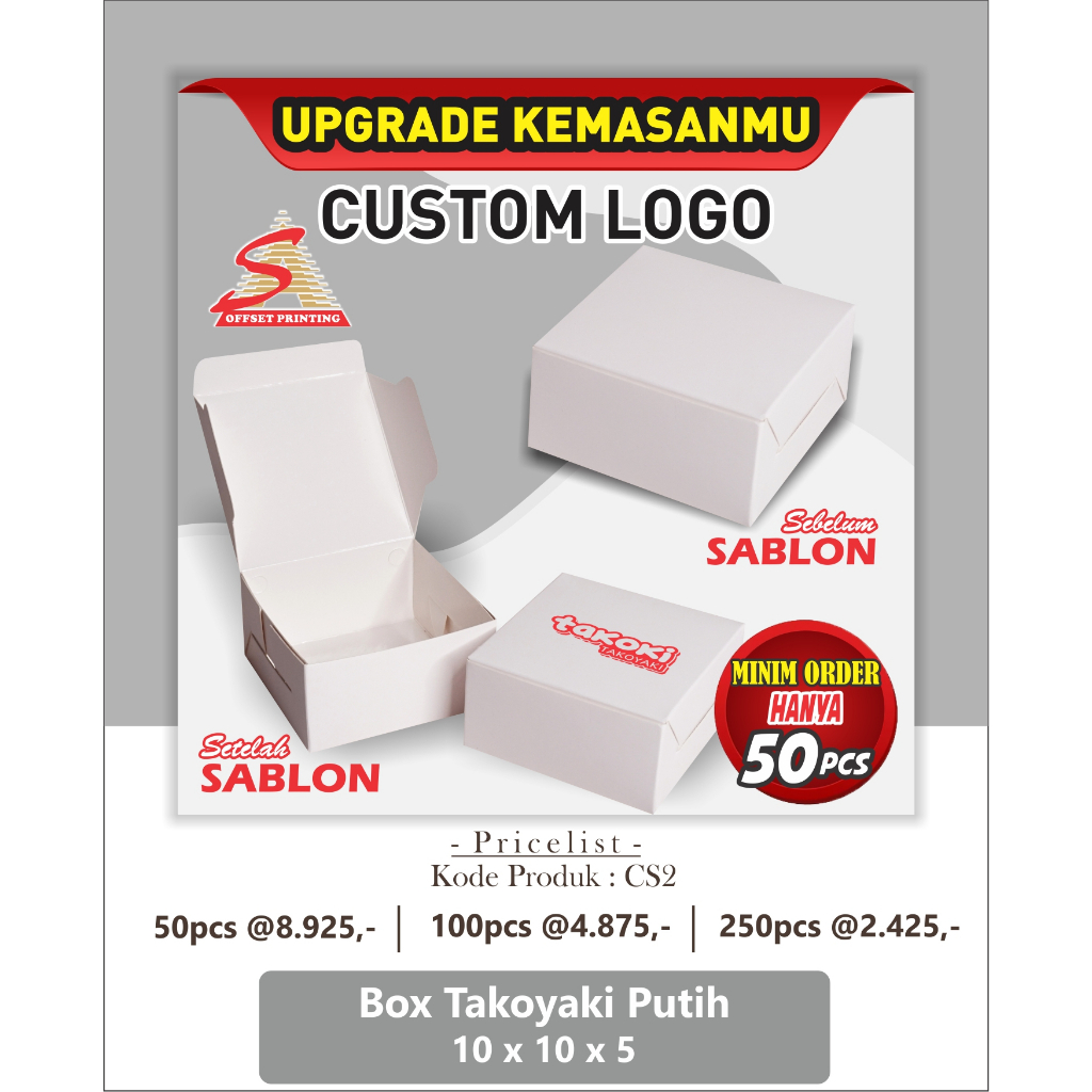 

10 x 10 x 5 Custom logo Box Takoyaki ivory