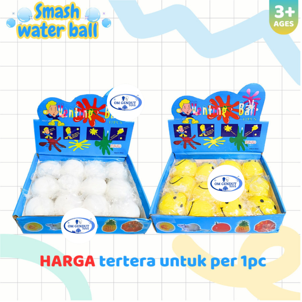 OG Mainan Smash Water Ball / Bola Pencetan Anti Stress Karakter TYPE 2 - Bakpao