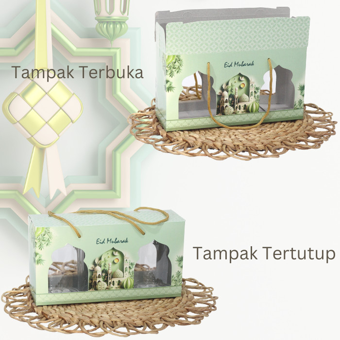 

Kotak Kemasan Jar Isi 3 Toples, Paper Bag Parcel Toples Jar Lebaran MINIMAL BELI 10pcs