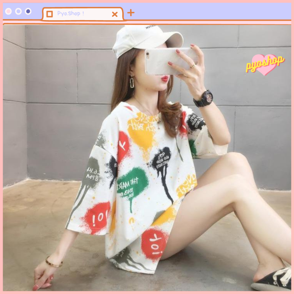 Oversize Tee Tshirt Kaos Import Cat HipHop Dance Party