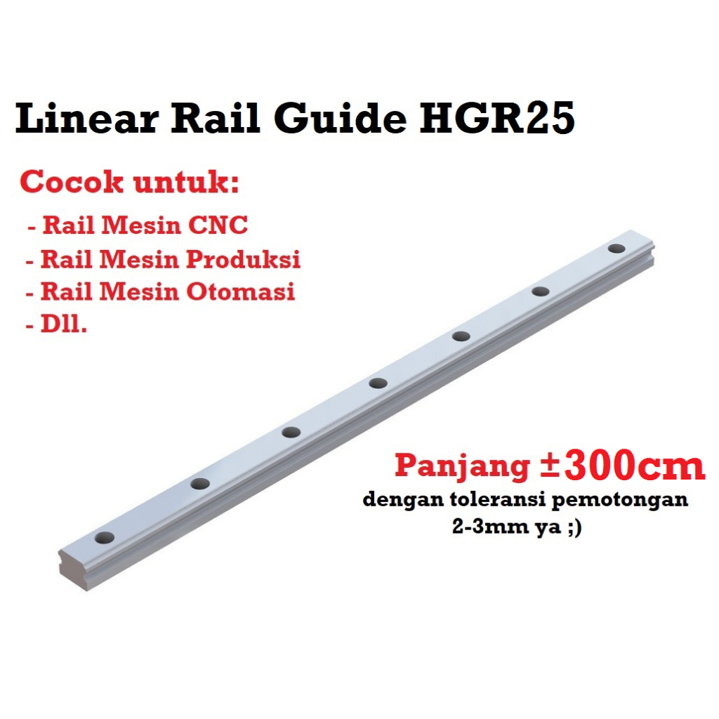 [HAEBOT] Linear Rail Guide HGR25 25mm 300cm 3000mm Rel Laser CO2 CNC Router Milling Plasma HGH25 Motion Industri Full Triplek Mesin Mekanik Otomas