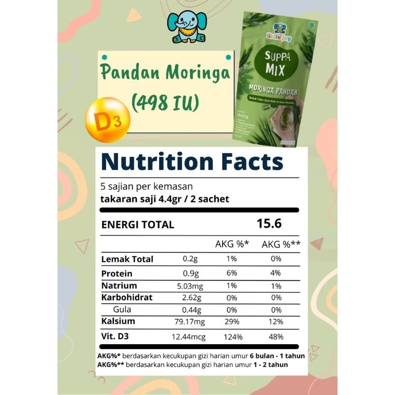 Little Joy Suppa Mix Moringa Pandan 22 gr / Bubuk tabur MPASI Bayi