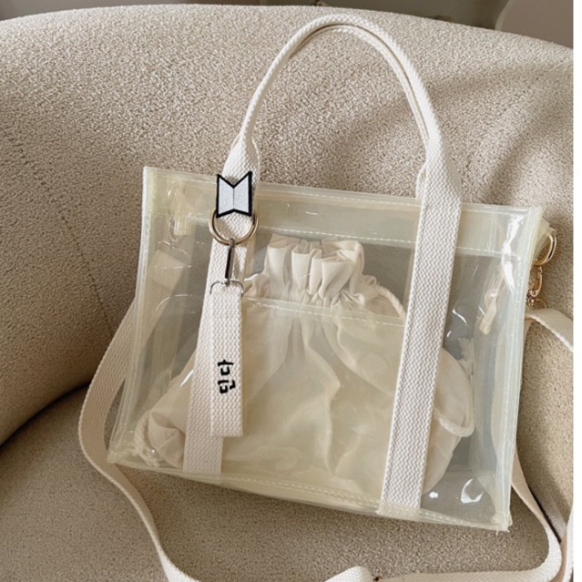 Yoori bag 유리 golden white tas transparan selempang wanita korea