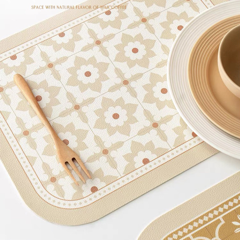 Tatakan Piring Placemat 45x30cm Waterproof Bahan PVC Table Mat Autumn Design