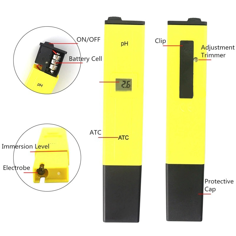 ATC PH Meter Digital Tester Alat Pengukur Keasaman Cairan Air Hidroponik Akuarium Kolam PH Pena 0.1 0.01