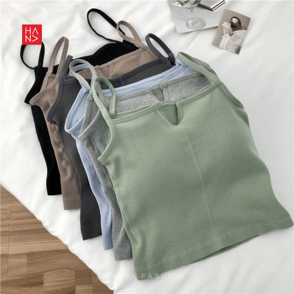Hana Fashion - Viola Tank Top Knit With Cup Bra - TT286