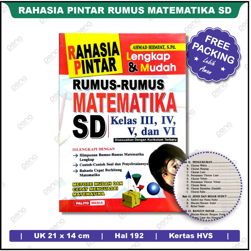 Bbuku Rahasia Pintar Rumus - Rumus Matematika SD Lengkap dan Mudah