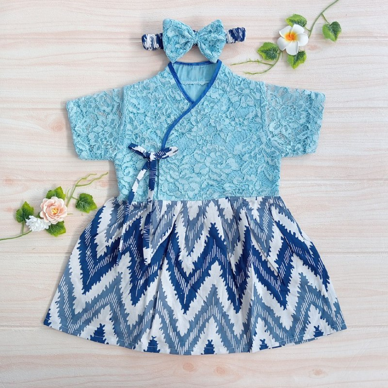 Hanbok Anak / Dress Anak Korean Style / Hanbok Batik / Hanbok Brokat warna Baby Blue