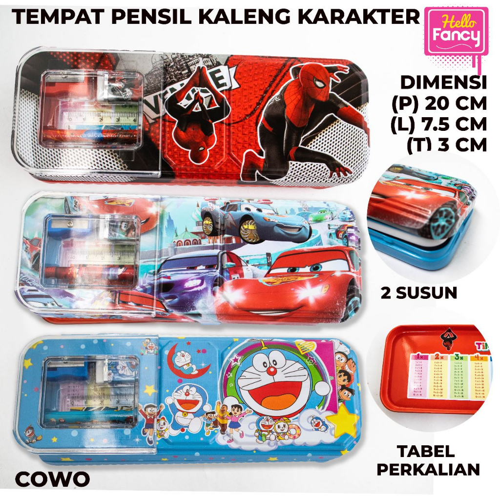 DEOSOFFICIAL-TEMPAT PENSIL KALENG SET DENGAN ISI KARAKTER CANDY CC-7100