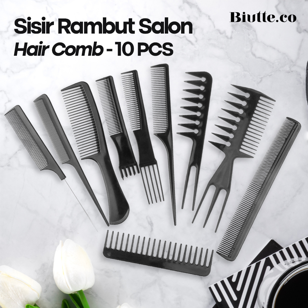 Sisir Rambut Salon Profesional 1 Set 10pcs Anti Static Hair Combs / 10pcs Sisir Rambut Salon Hair Comb / Perawatan Alat Kecantikan Wanita