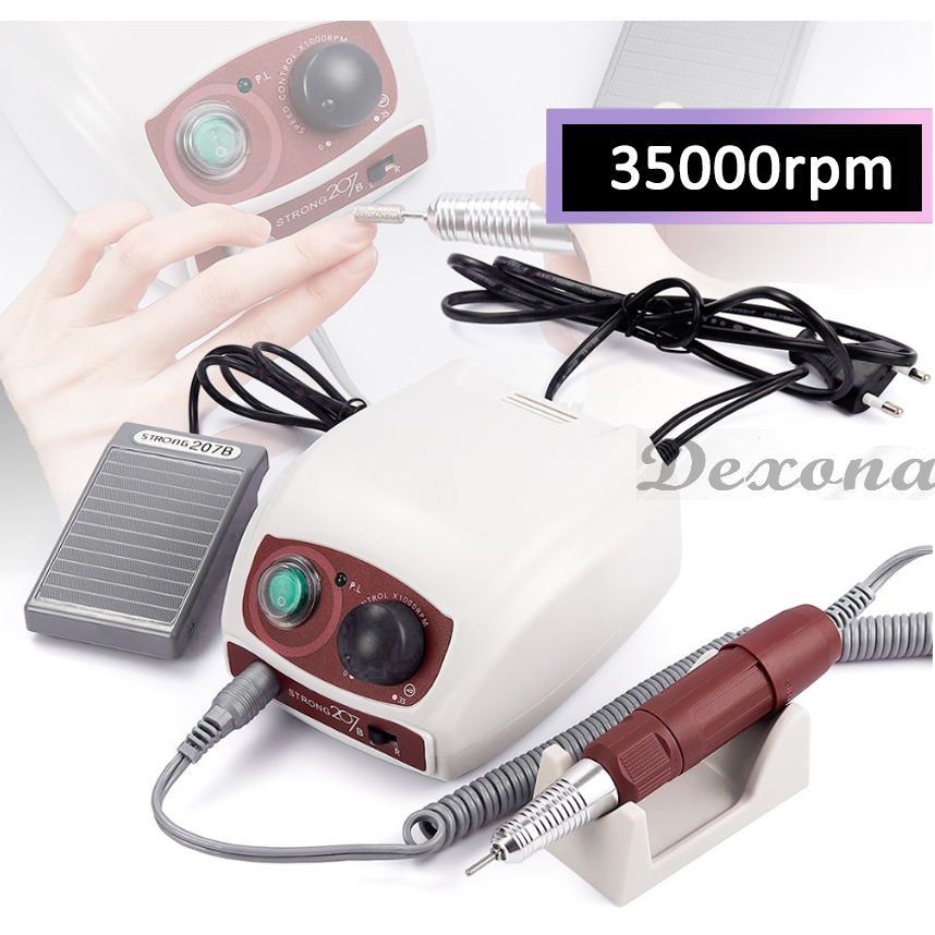 ⚡Free Gift⚡65W Mesin Ukiran 35000rpm Nail Drill Machine/Strong207B /Multi-Fungsional/Dental Micromotor/Pedicure Machine