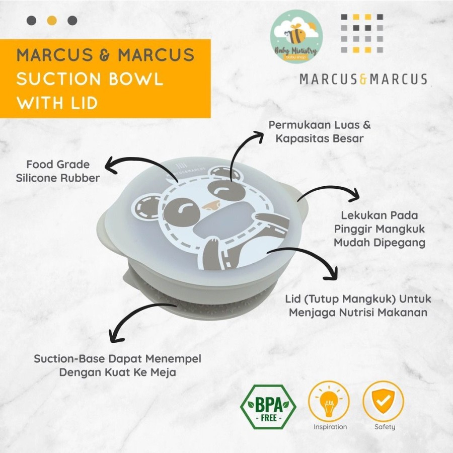 MARCUS &amp; MARCUS SELF FEEDING SUCTION BOWL WITH LID PANDA
